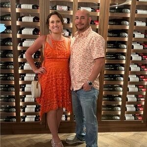 Orange Free People lace asymmetrical dress. Strappy boho. vacation size 4